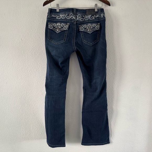Denim Embroidered Bootcut Unique Paisley Sequin Flashy Sound Girl Size 9 Western - Picture 15 of 16